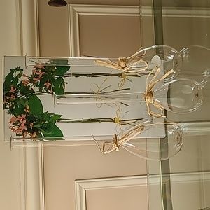 Tear Drops set of 3 Vases. Hand Blown Glass.